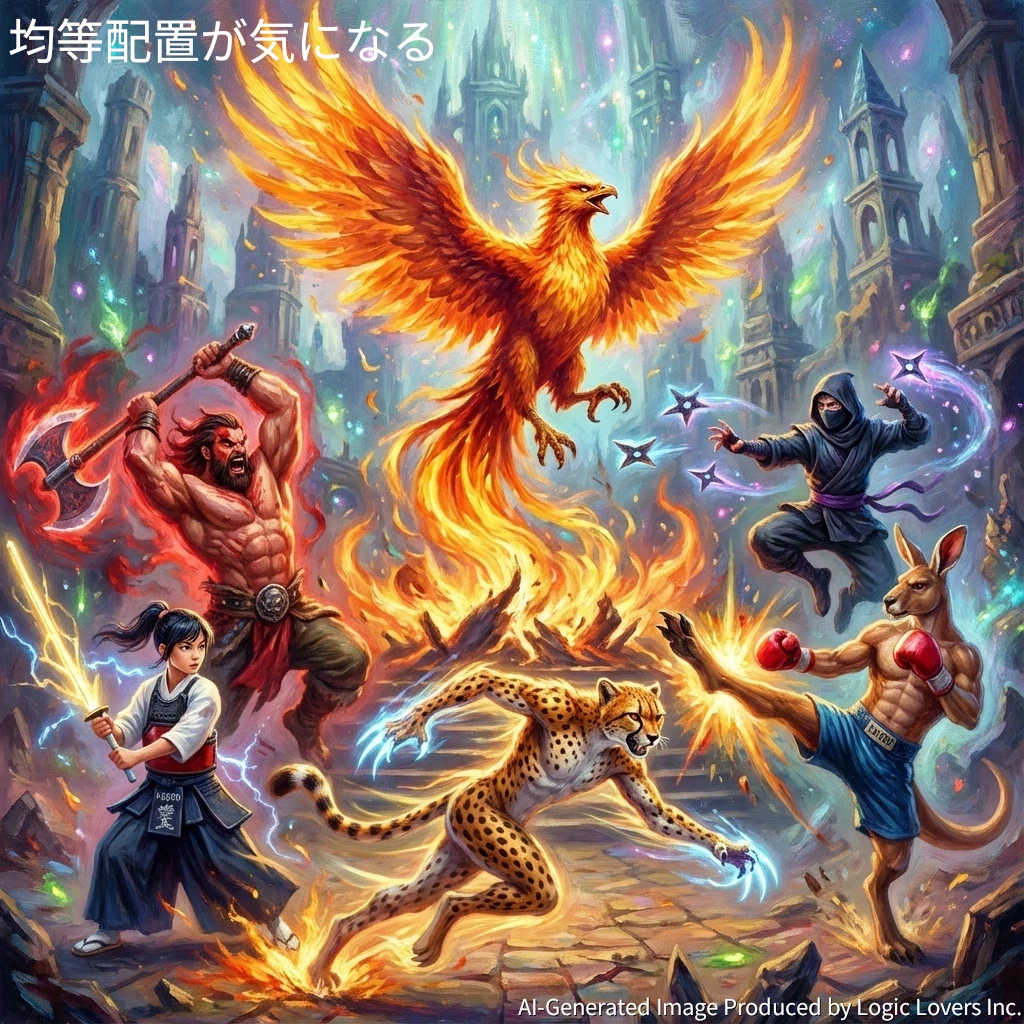 【技術解説】Geminiの画像生成は網羅性が武器！説明資料化を防ぎエンタメへ誘導するプロンプト術【キャラAIバトルロイヤル】 均等配置が気になる