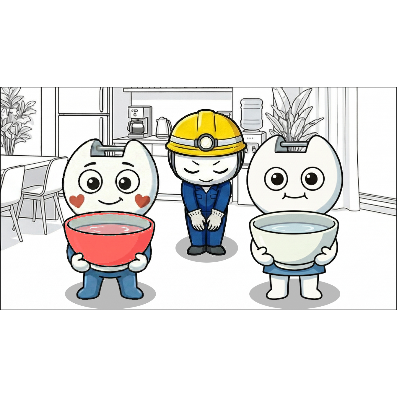 【マンガで感じる】交換 ～一時保存場所を利用して入れ替え～ 【本当の基礎から学ぶゲームプログラミング】 完了：アイ・(奥に)ケイ・ジェイの順に並ぶ